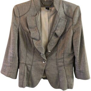 Grey Casual Linen Jacket by Black & White